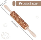 Embossed Wooden Rolling Pin Darker 3D Flower Rattan 35cm Rolling Pin - Image 2