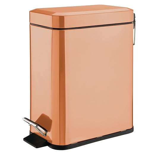 mDesign Small Modern 1.3 Gallon Rectangle Metal Lidded Step Trash Can, Compact - Image 8