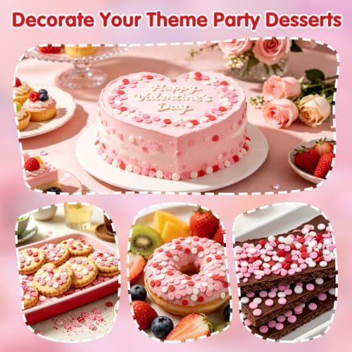 Edible Confetti Sprinkles,Pink Red White Round Sprinkle for Cake Decorating - Image 5