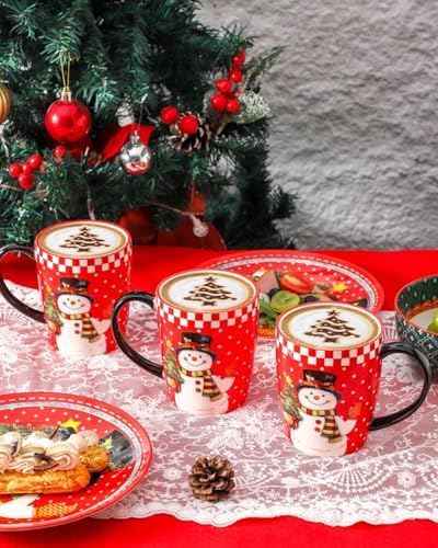 HASENSE Christmas Coffee Mugs Set of 6, 16oz Cups with Snowman Pattern - Image 5