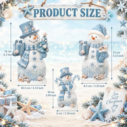 Suzile 3 Pcs Christmas Costal Snowman Table Decorations Winter Indoor Decor - Image 3