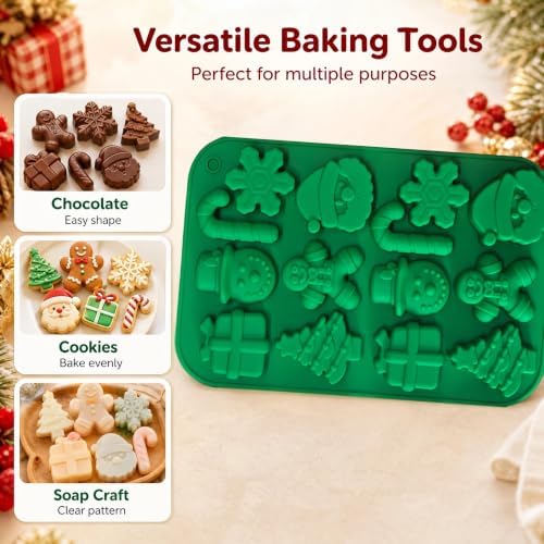 Christmas Silicone Molds - 3Pcs Christmas Candy Molds with Gingerbread Man Santa Claus molds for Chocolate Candy Fondant CupcakeGummy Mold for Baking - Image 2