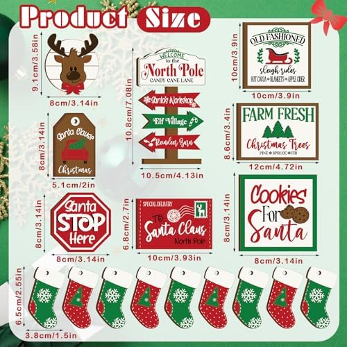 Funnymoom 17 Pcs Christmas Tiered Tray Decor Set Winter Tiered Tray Decor - Image 3