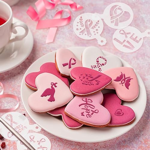 JULBEAR 36pcs Breast Cancer Awareness Cookie Stencils for Baking Party - Image 3