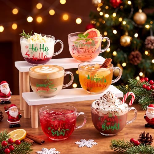 Patelai Glass Christmas Coffee Mugs 14 oz Snowflake Tree, 12 Pcs, Cute - Image 2