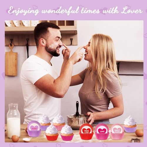 SANNIX 450Pcs Valentine's Day Cupcake Liners, Heart Candy Love XOXO Baking Cups Cupcake Wrappers Paper Wraps Muffin Liners for Valentines Day Wedding Birthday Party Candy Cake Decorations Supplies - Image 6