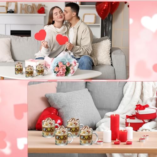Maxcheck 6 Pack 12 oz Valentines Day Heart Glass Coffee Mugs with Handle - Image 6