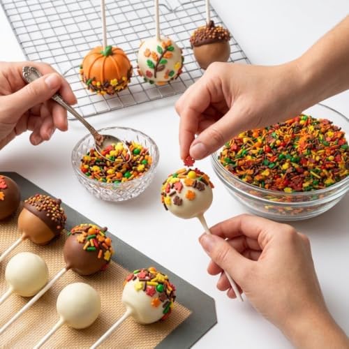 Manvscakes Autumn Themed Sprinkle Blend with Colored Sugar Leaf Shapes - Image 5