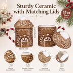 Potchen 2 Pcs Christmas Ceramic Gingerbread House Mugs with Lids - Image 2