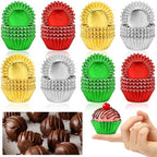 400pcs Christmas Mini Foil Cupcake Liners Golden Red Green Silver by AUGSUN
