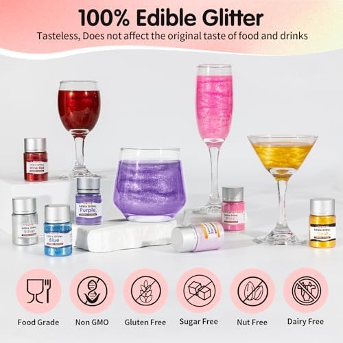 4 Colors Edible Glitter Set,Gold Red Purple Pink Powder,Halloween Shimmer - Image 4