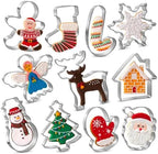 Christmas Cookie Cutters Set, HUINF 11Pcs Cookie Cutters Variety Pack - Gingerbread Men, Christmas Tree, Snowflake, House, Candy Cane, Santa Face, Reindeer and More for Christmas Winter Holiday by HUINF