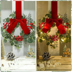 Syhood 2 Pcs 9 Inch Lighted Small Christmas Wreaths for Kitchen Cabinet - Image 3