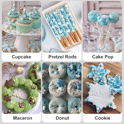 HUEBEATY 6-in-1 Edible Snowflake Sprinkles – Blue and White Winter Sprinkles for Cake Decorating, Cookies, Cupcakes & Baking | 6.36oz/180g | Frozen, Christmas, Holiday, and Winter Wonderland Decorations - Image 6