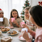 Set of 6 Pink Christmas Mugs, 10 oz Ceramic Coffee Cups - Image 4