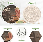 YETTASBIN Movie Theater Popcorn 6 Pcs Drink Coasters with Holder, Cotton Woven Absorbent Heat-Resistant Round Coaster Non-Slip Table Mat for Kitchen Bar Home Decor Housewarming Gift, 3.9 in - Image 4