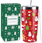 Christmas Gifts for Women 2025, 20 oz Red Stainless Steel Christmas Coffee Tumblers with Lid and Straw, Insulated Coffee Travel Mug, Best Xmas Themed Gifts for Women Men Girls Teachers Coworkers by CUPLOOV
