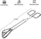 Hiash 11" Heavy Duty Stainless Steel Kitchen Scissor Tongs - Image 2