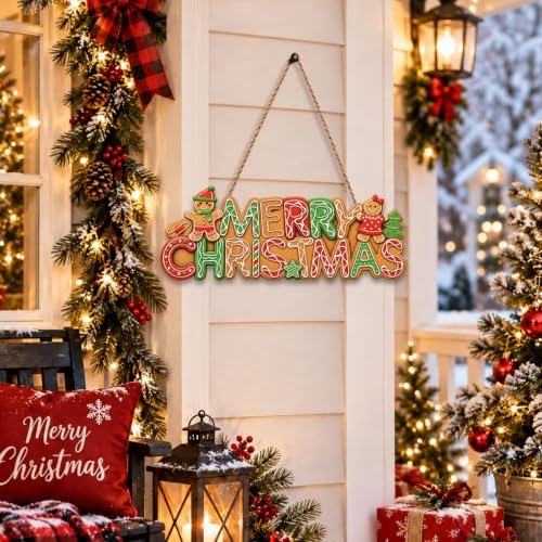Merry Christmas sign Gingerbread Christmas Decorations Hanging Wooden Sign - Image 4