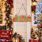 Merry Christmas sign Gingerbread Christmas Decorations Hanging Wooden Sign - Image 4
