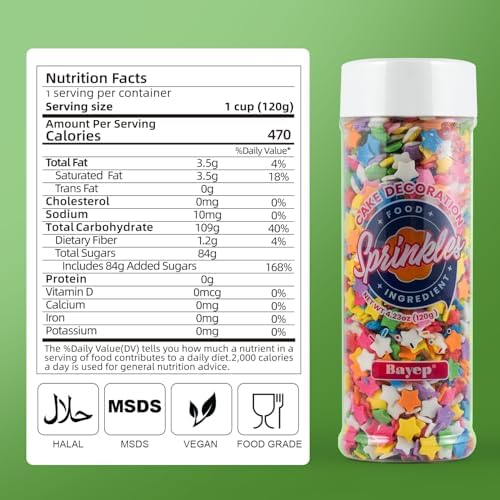 Rainbow Sprinkles for Cake Decorating Edible Star Confetti Sprinkles Mix for Cake, Baking, Ice Cream, Cookies, Cupcake Topper 4.2 OZ - Image 2