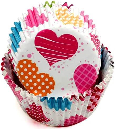 Chef Craft Paper Patterned Cupcake Liners, 50 count, Red/Orange/Yellow/Pink Blue by ChefCraft