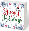 Happy Holidays Wood Box Sign, Colorful Christmas Decor for Tabletop Shelf by Unknown