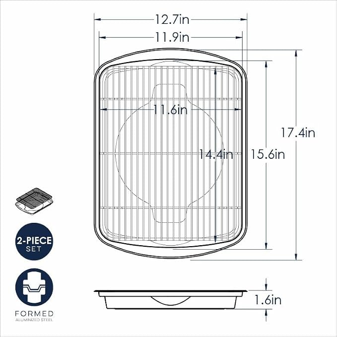 Nordic Ware Oven Crisp Baking Tray 2pc Set Includes Pan and Rack; Natural - Image 6