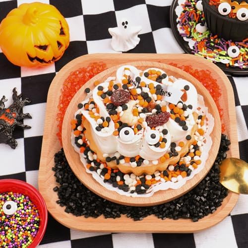 Halloween Sprinkles Edible, 5oZ Fall Eyeball Sprinkles for Cake Decorating with White Black Orange Confetti Nonpareils Jimmies and Sugar, Cupcakes Cookie Ice Cream Baking Toppings - Image 4