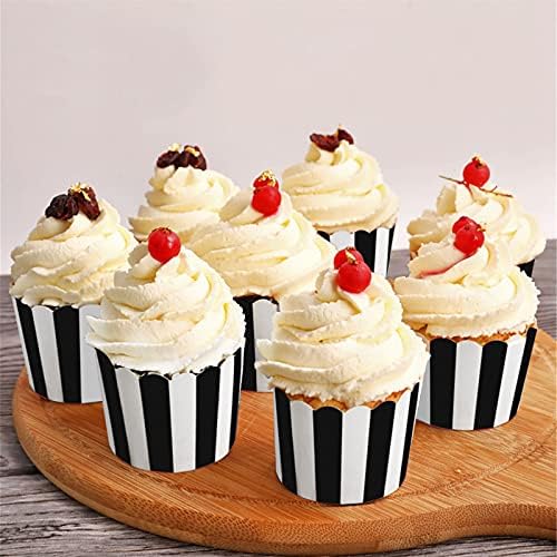 100pcs Muffin Liners Baking Paper Cups Black and White - Image 6