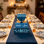MEETYAMOR Hanukkah Decorations for Home, 3-Layered Wood Block with Dreidel Star of David Menorah Hanukkah Decor, Decorative Blue Jewish Judaism Chanukah Decor for Mantel Tabletop Party - Image 5