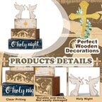 Moucuny 4 Pcs Christmas Angel Table Decorations Nativity Block Signs - Image 3