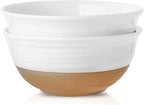 HASENSE Large Ceramic Serving Bowls Set of 2, 60 Oz 8.5 Inch White & Terracotta by Hasense