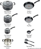 T-fal Experience Nonstick Cookware Set 12 Piece, Oven Broiler Safe 350F - Image 2
