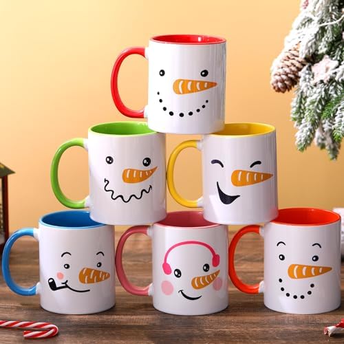 Sliner 6 Pcs Christmas Coffee Mugs Bulk 11 oz with Handle by Sliner