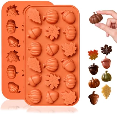 HKNMTT 2Pcs Mini Pumpkin Silicone Molds 36-Cavity 9 Shapes Fall Candy Molds by HKNMTT