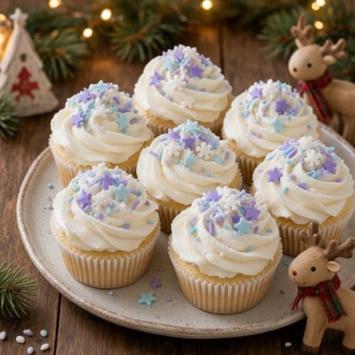 Snowflake Sprinkles Blue & White & Purple Christmas Sprinkles Mixed size snowflake Stars Jimmies CakeCookie Decorating Perfect for Wedding Party Valentine Halloween Christmas Supplies 4.58OZ - Image 5