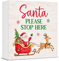 Funny Christmas Decor, Christmas Santa Claus Decorations Wooden Box Sign by Unknown
