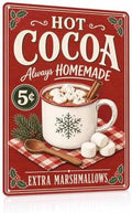 Hot Cocoa Sign, Christmas Kitchen Decor, Vintage Holiday Wall Art by Unknown