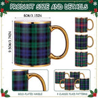 Havawish 4 Pcs Christmas Green Tartan Plaid Mugs 12 oz Holiday Coffee Mug - Image 2