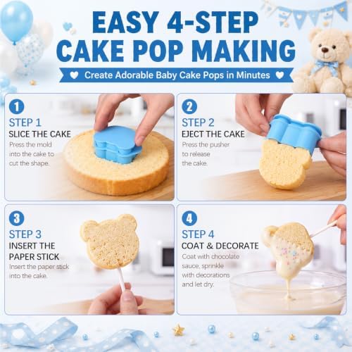 10 Pcs Baby Shower Cake Pop Molds Set with 100 Sticks - Image 6