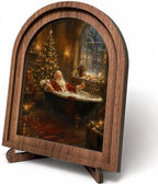 Santa Bathtub Arched Table Sign, Funny Christmas Shelf Decor by HPCHENG