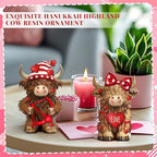 2 Pack Valentine's Day Highland Cow Gifts, Resin Valentine Decor - Image 5