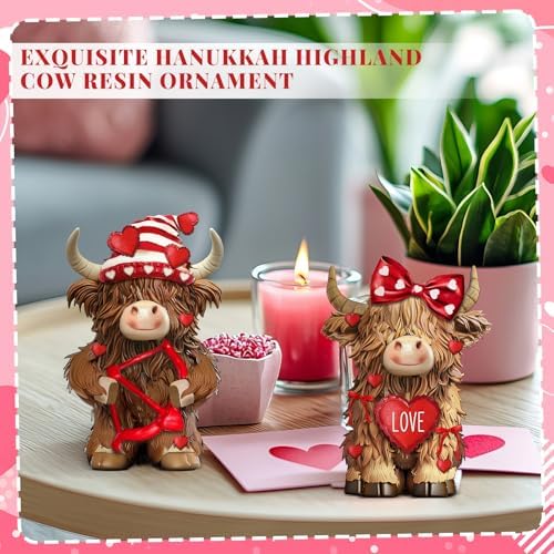 2 Pack Valentine's Day Highland Cow Gifts, Resin Valentine Decor - Image 5