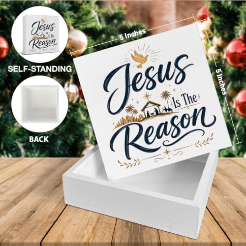 Christian Christmas Decor, Jesus is the Reason Christmas Wooden Sign - Image 2