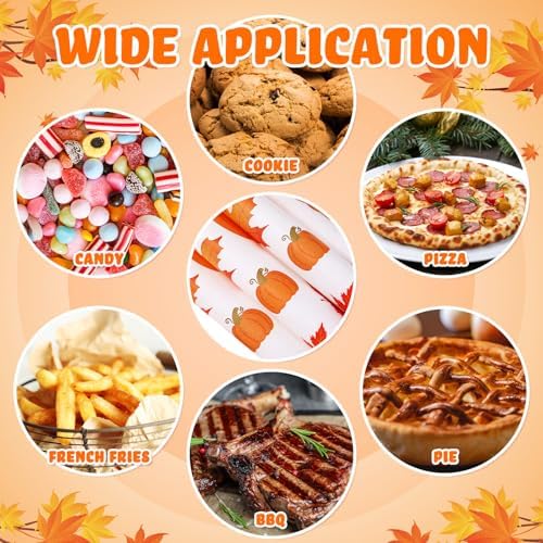 Marspark 100 Sheet Thanksgiving Pumpkin Wax Paper for Food 11.4 x 11 Inch - Image 6
