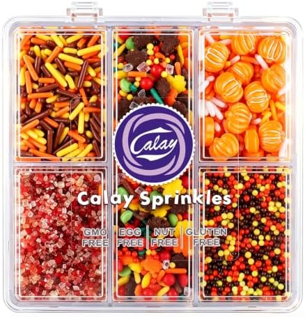 Thanksgiving Sprinkles, 4.76oz Fall Nonpareils Mix Orange Brown Yellow Jimmies, Sading Sugar Sprinkles for Cake Cupcake Cookie Baking Dessert by Kercky