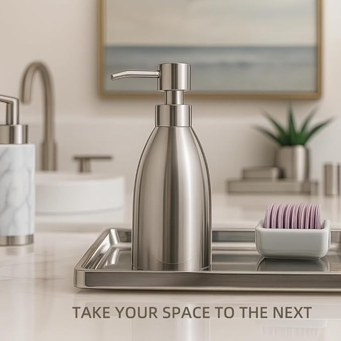 304 Stainless Steel Soap Dispenser 16oz Rust-Proof Liquid Soap Pump Bottle - Image 2