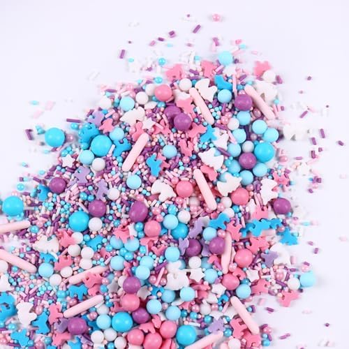 Edible Unicorn Sprinkles, 4.23 oz Pastel Sprinkles Pink Blue Purple Pearl Sugar Jimmies Nonpareils Sprinkles for Cake Decorating Cupcakes Cake Topper Candy Cream Cookie - Wedding Birthday Party Celebrations - Image 2