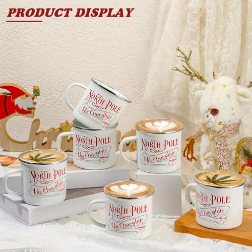 Yaomiao 6 Pcs Christmas Coffee Mugs, North Pole, Stainless Steel, Enamel - Image 4